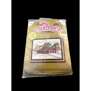 Vintage Sunset Jiffy Stitchery AUTUMN BARN Embroidery Kit #782 Barbara Jennings